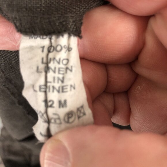 Made In Italy Pants Womens 12 Brown 100% Linen Crop Wide Leg Lagenlook Boho - Picture 8 of 16